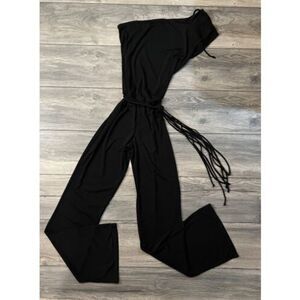 Vintage Y2k Wet Seal Jumpsuit Women’s Juniors Size Large Black Flare Leg Belt